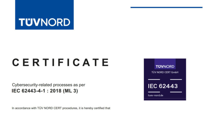 02_Zertifikat ML3 certifikaci IEC 62443-4-1 na úrovni Maturity Level 3